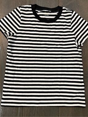 Madewell 100% Cotton Black and White Striped Short Sleeve Tee